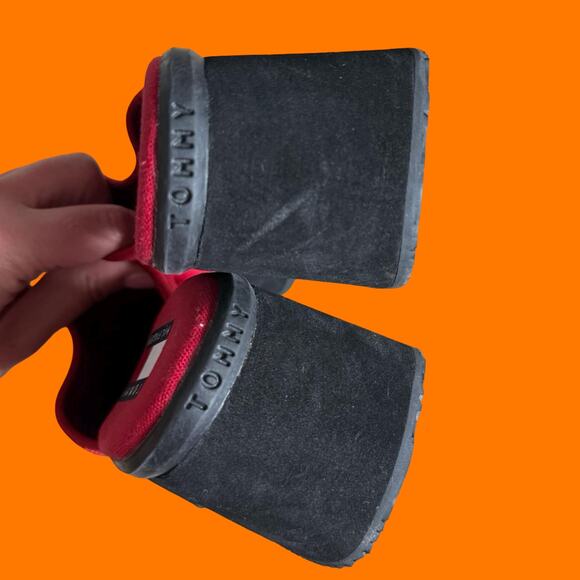 90's vintage red platform mules chunky clogs US Size 7 Tommy Hilfiger - Picture 7 of 8